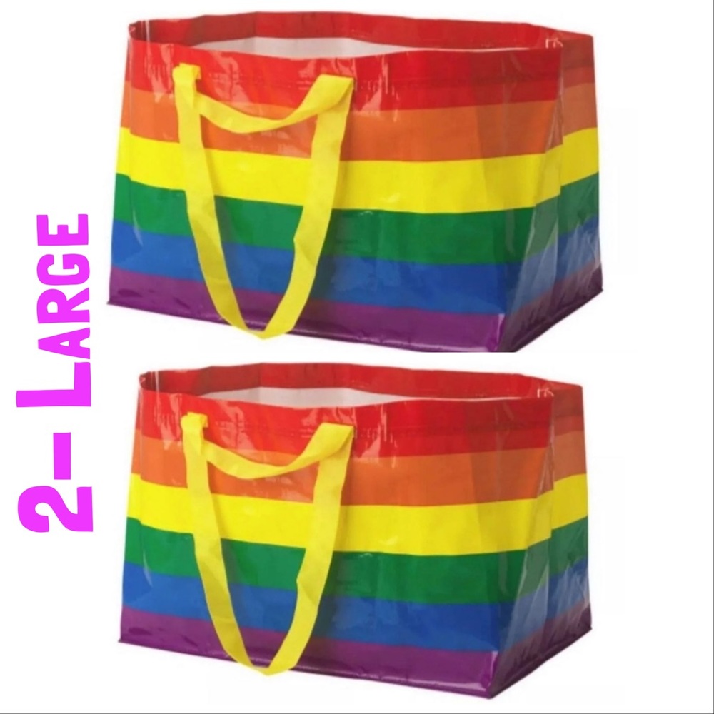 2 NEW (Large ) IKEA STORSTOMMA Rainbow Bag Shopping Storage Gay Pride LGBT LGBTQ